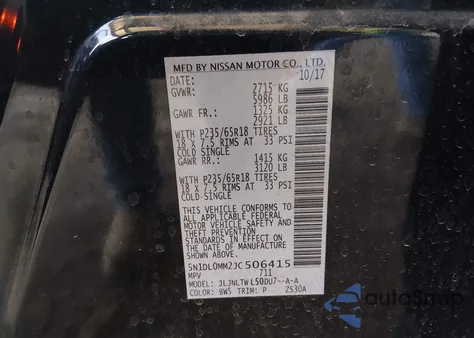 2018 Infiniti Qx60 z USA, uszkodzony, nr VIN 5N1DL0MM2JC506415